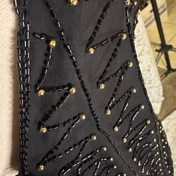 Vintage Black and Gold Beaded Vest Size 20 - Picture 4 of 4